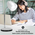 Schreibtischlampe Tischleuchte Leselampe Klemmleuchte Nachttischleuchte Retro aus Metall mit Schwanenhals, schwenkbar, mit Schnurschalter, Fassung E27 (mit Leuchtmittel, Tischleuchte weiß)