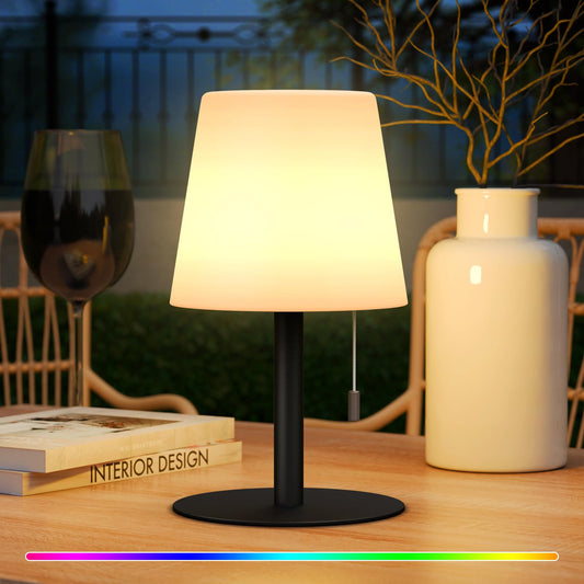 FUYO LED Akku Outdoor Tischlampe mit 8 Farben Dimmbar Kabellos Tischleuchte Tragbare Farbwechsel Nachtlicht Lampe für außen garten schlafzimmer camping ostern dekoration