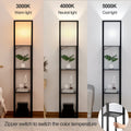 Stehlampe mit Regal aus Holz, Stehlampe Wohnzimmer mit E27 Birne 3 Farbtemperatur, Stehleuchte 1.62M mit Lampenschirm, Moderne Schwarz Standleuchte mit 3 Holzregale für Whonzimmer Schlafzimmer Büro