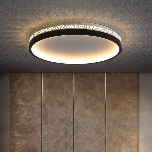 SEATAIN LED Deckenleuchte 3000K warmes Licht Schlafzimmerlampe, 30W 30cm rund schwarz Aushöhlen Design „Vogelnest“ Deckenlampe Schlafzimmer, 3000lm Nicht dimmbar