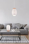lightling Tischlampe Bill mit Holzakzenten, mit Schnurschalter, IP20 Indoor, exkl. 1 x E27 max. 28W, Ø 15 cm, Höhe 21 cm, Metall, weiß matt