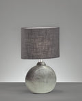 Fischer & Honsel | Tischleuchte, Foro | silberfarben antik| Stoffschirm| anthrazit Leinen innen weiß| L: 23,00 cm, B: 13,00 cm, H: 36,00 cm,| mit Schnurschalter| 1x E14 max. 40 Watt | 50557