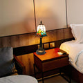 FSLiving Tiffany-Stil Tischlampe Kabellos Warmweißes, Wiederaufladbar Tischleuchte, Dimmbar Nachttischlampe mit Glasschirm und Fernbedienung für Nachttisch Esszimmer Schlafzimmer -TD0789