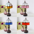 FSLiving Tiffany-Stil Tischlampe Kabellos Warmweißes,Rosa Wiederaufladbar Tischleuchte, Dimmbar Nachttischlampe mit Glasschirm und Fernbedienung für Nachttisch Esszimmer Schlafzimmer -B2CDTD