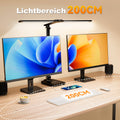 CHARYJOD Doppelkopf Schreibtischlampe LED Dimmbar, Dehnbare LED Schreibtischlampe,Schreibtisch Lampe hat 5-Farbtemperaturen und 10-Helligkeitsstufen, USB-Ladeanschluss