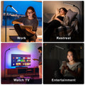 Lanmonlily LED Stehlampe Dimmbar 10W, stehlampe Wohnzimmer mit Fernbedienung, stehleuchte mit Berührungssteuerung, 360° Drehbare Stehlampe Schwarz, Stehlampen für Schlafzimmer, Büro