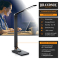 CSL - Schreibtischlampe LED Dimmbar - wireless charging - 5 Farbtemperaturewn - 66 SMD LED – 500 Lumen - warmweiß neutralweiß Tageslicht − USB Ladeanschluss
