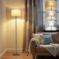 AmazeFun LED Stehlampe, 156cm Stehlampe Wohnzimmer mit Beigen Leinen-Lampenschirm & Fußschalter, Moderne Stehlampen mit E27 Birne 3 Farbtemperatur für Wohnzimmer Schlafzimmer Büro