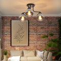 Kowanie Deckenleuchte Glas Deckenlampe Schwarz: Vintage Küchenlampe Decke 3 flammig Industrial E27 Fassung Kugel Deckenbeleuchtung rund für Küche Wohnzimmer Schlafzimmer - Ohne Leuchtmittel