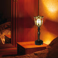 FSLiving Tiffany-Stil Tischlampe Kabellos Warmweißes, Wiederaufladbar Tischleuchte, Dimmbar Nachttischlampe mit Glasschirm und Fernbedienung für Nachttisch Esszimmer Schlafzimmer -TD0928