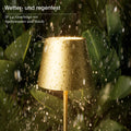 SIGOR Nuindie 2.0 - Dimmbare LED Akku-Tischlampe Indoor & Outdoor, IP54 spritzwassergeschützt, Höhe 38 cm, aufladbar mit USB-C, 12 h Leuchtdauer, goldfarben