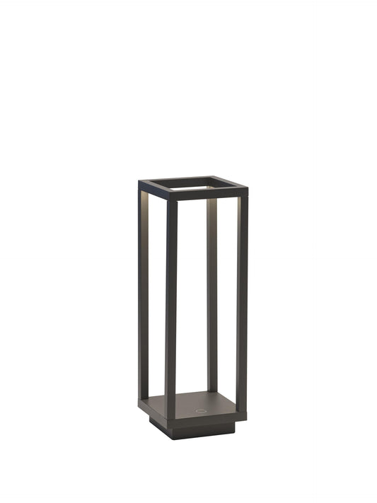 Zafferano, Home Pro Lampe, Wiederaufladbare und Kabellose Tischlampe mit Touch Control, Geeignet für den Innen- und Außenbereich, Dimmer, 3000 K, Höhe 29,4 cm, Farbe Dunkelgrau