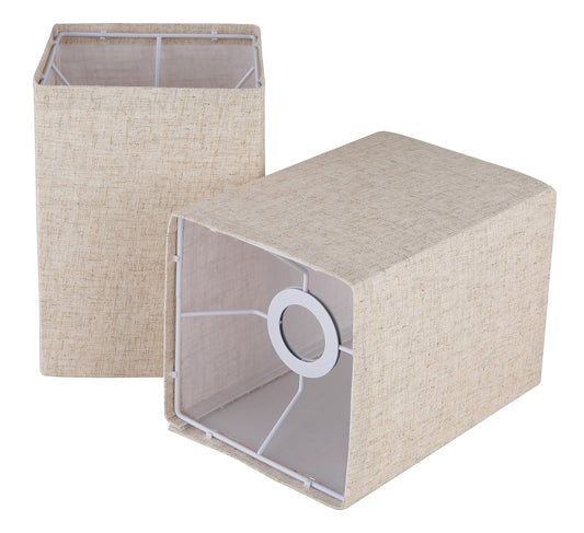 Ruiever Quadratische Lampenschirme, 2er-Set, Leinen-Lampenschirme (L x B x H): 16 x 17 x 24 cm, einfache Montage, Ersatz-Stoffschirme für Tischlampen, Stehlampen, Beige