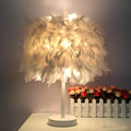 Federglanz - Runde Tischlampe Mit Federn