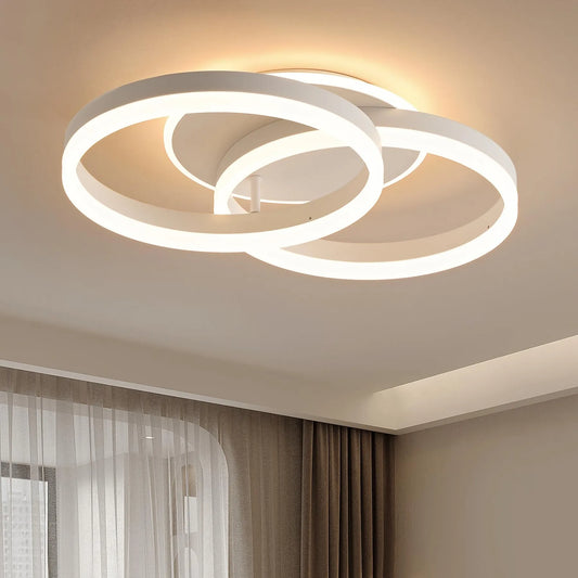 LED Deckenlampe Wohnzimmer 50cm 2-Ringe Design 36W Deckenleuchte Moderne mit Fernbedienung Dimmbar aus Metall