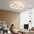 LED Deckenlampe Wohnzimmer 50cm 2-Ringe Design 36W Deckenleuchte Moderne mit Fernbedienung Dimmbar aus Metall