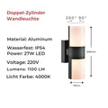 Lumapath - Solar Led Gartenweg Beleuchtung Doppel Zylinder / Warmweiß Außenwandleuchte