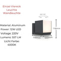 Lumapath - Solar Led Gartenweg Beleuchtung Quadratischer Einzelkopf / Warmweiß Außenwandleuchte