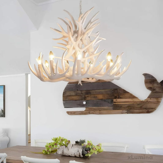 silva-weisser-geweih-kronleuchter-rustikal-modern-wohnzimmer-esszimmer-xlumina