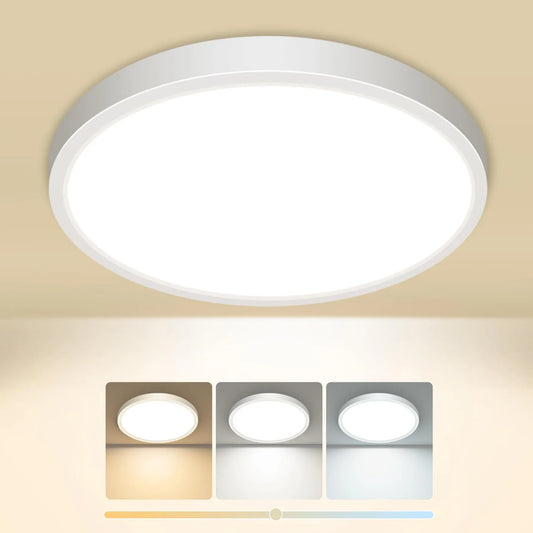 slochi Deckenlampe LED Deckenleuchte Flach 3Farben - 3000K/4000K/6500K IP44 Wasserfest Rund Badlampe Decke 15W 1500LM